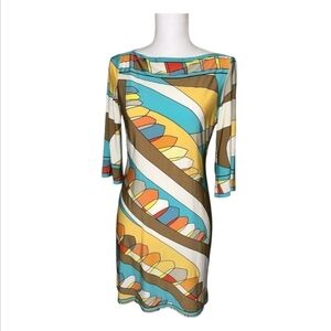 Donna Morgan 3/4 Sleeve Kaleidoscope Print Shift Dress Size 10